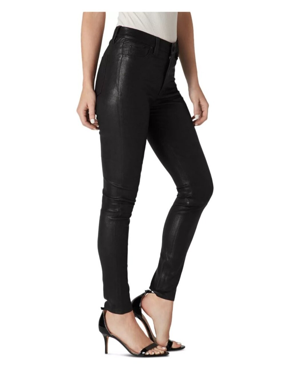 NWT Hudson Barbara High Rise Super Skinny in Black Stretch Leather Pants 30 - Picture 1 of 8